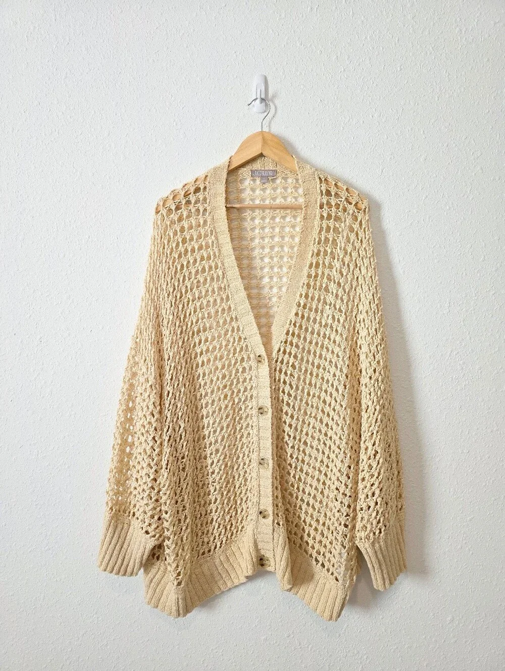 J.Crew Open Knit Cotton Blend Cardigan 3X
